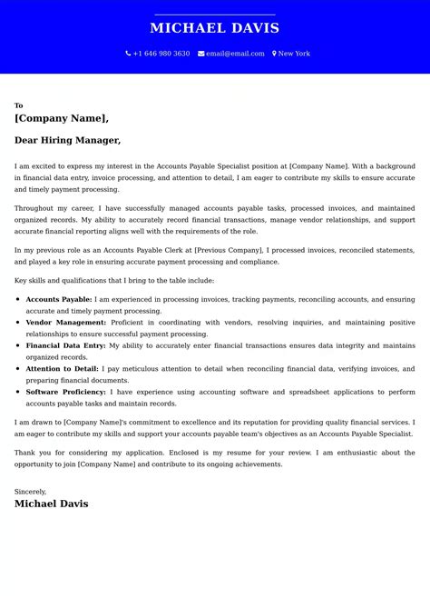 Accounts Payable Specialist Cover Letter Examples India