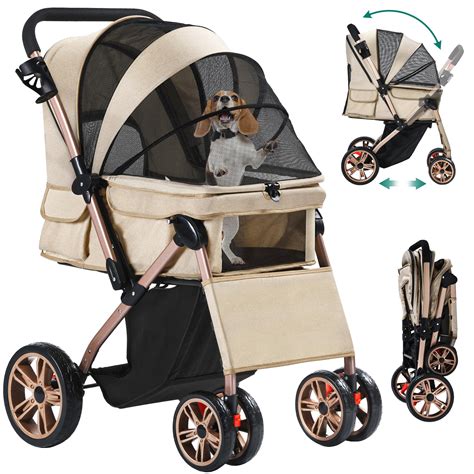 YITAHOME Foldable Dog Stroller for Small Dogs, Pet Buggy with ...