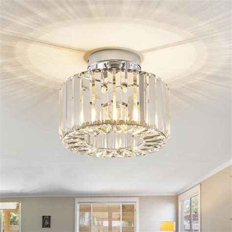 Mercer41 Crystal Ceiling Light Fixture - Semi Flush Mount Ceiling Light ...