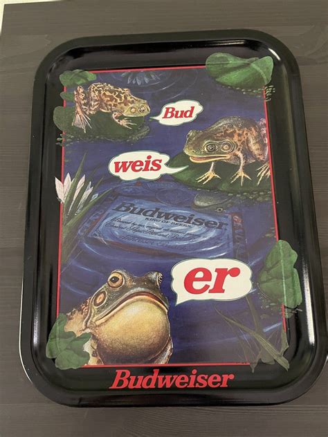 1996 Vintage Budweiser Metal Tin Tray Frogs Bud-weis-er Rare Iconic 90 ...