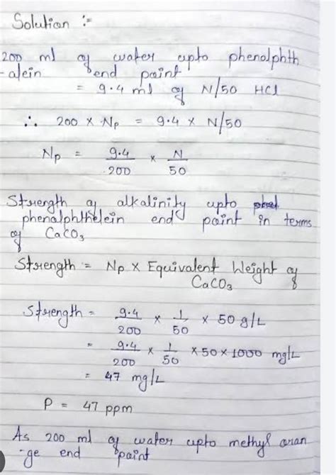 200 ml of a sample required 20 ml of N/50 HCl using methyl orange as ...