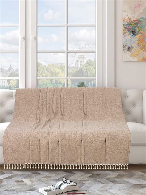 SARAL HOME EASY LIVING Polyester Modern Sofa Throw, 140x210 CM, Beige ...