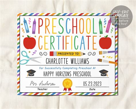 Printable Preschool Graduation Certificates