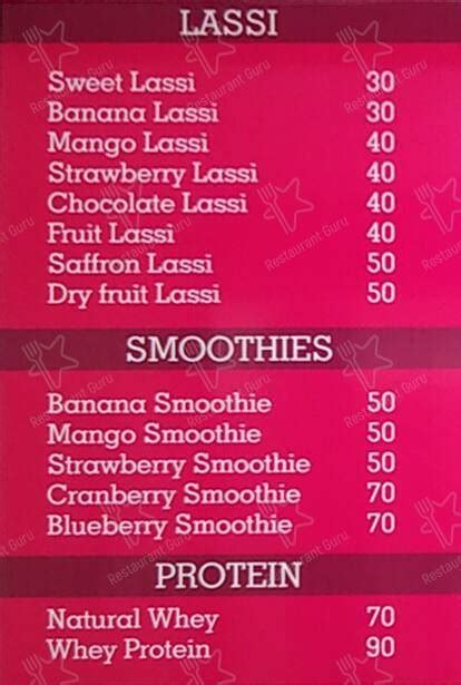 Menu at Lassi Boss, Bengaluru