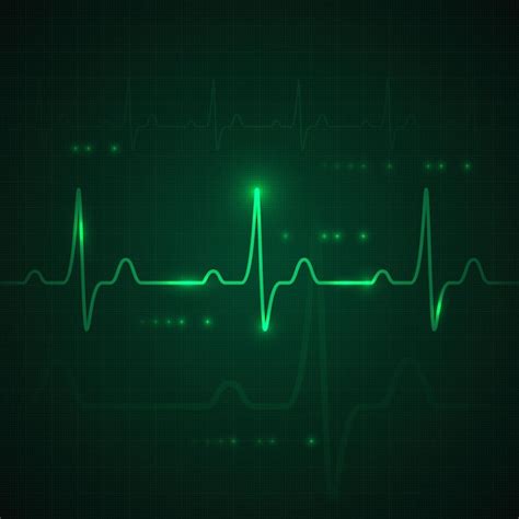 Puls serca na zielonym wyświetlaczu. grafika bicia serca lub kardiogram ...