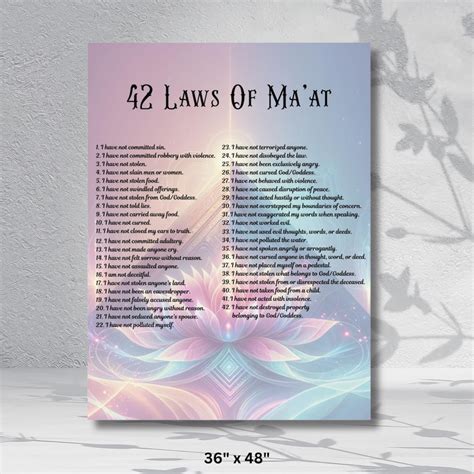 42 Laws of Ma'at Poster: Egyptian Spiritual Art, Kemet Principles - Etsy