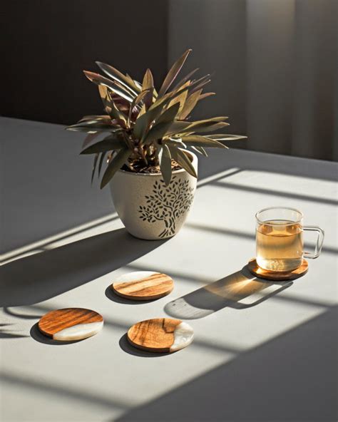 Moon Mist Wood & Epoxy Coasters (Round) – Silken