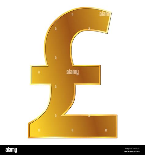 Great britain pound GBP currency golden sign in front view isolated on white background ...