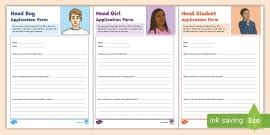 School Prefect Application Form (teacher made) - Twinkl