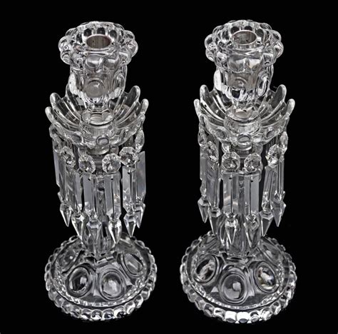 Proantic: Baccarat Pair Of Cut Crystal Candlesticks