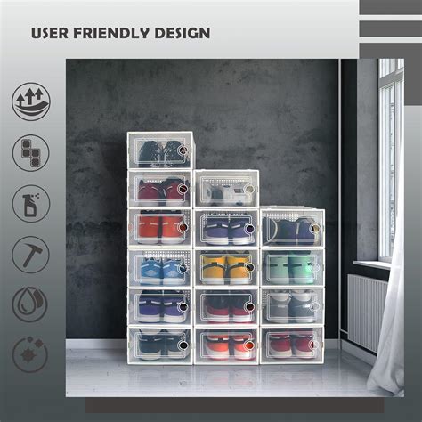 Hrrsaki 15 Pack Shoe Storage Boxes, Black Plastic India | Ubuy