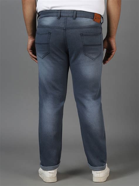 Plus Men's Grey Regular Fit Washed Jeans Stretchable – Urbano Fashion