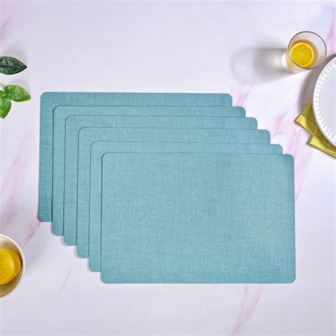 Rectangle Blue Table Mats Set Of 6 - Premium Table Mat | Nestasia