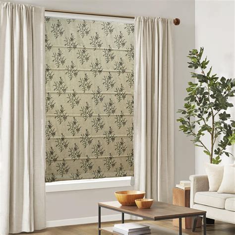 Pure Linen Block Print Roman Shade -Daisy – Fabdivine