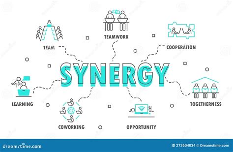 Synergy icons text stock vector. Illustration of work - 272604034