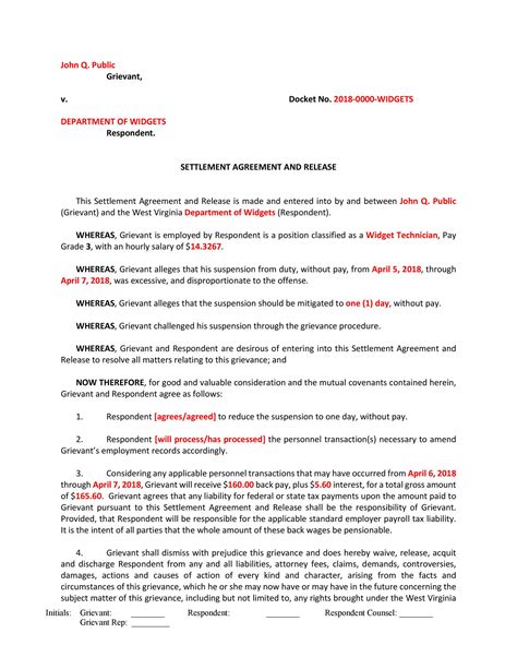 43 Free Settlement Agreement Templates [Divorce/Debt/Employment..]