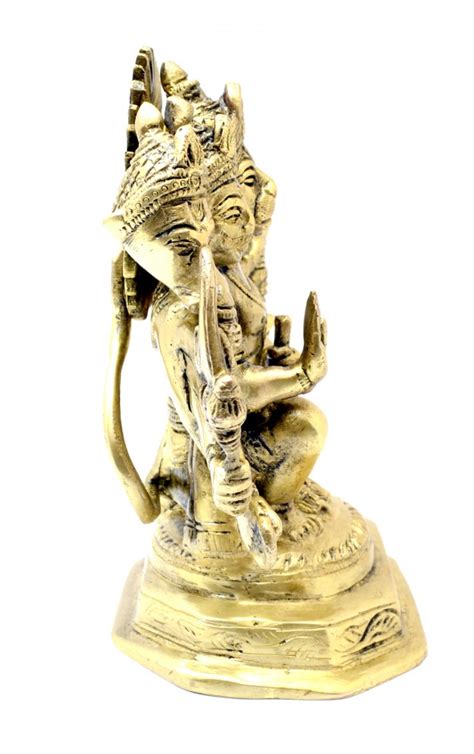 Buy Seated Panchmukhi Hanuman Brass Statue Brass Showpiece Online at ...