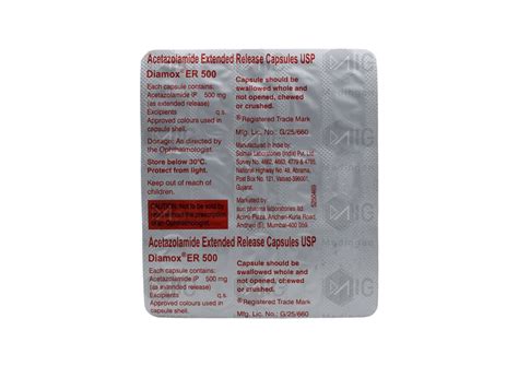 Diamox ER 500mg Tablet: View Uses, Side Effects, Price & Substitutes