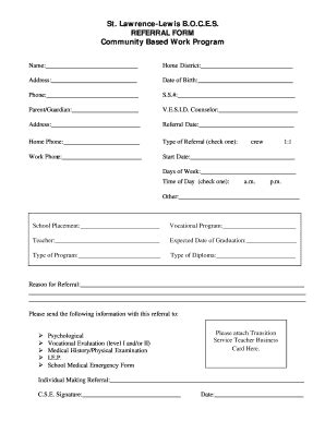 Fillable Online Community Based Work Program Referral Form - St ...