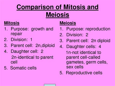 Explain 3 Differences Between Mitosis And Meiosis at Andy Sage blog
