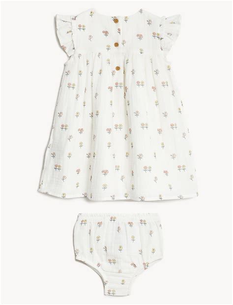 Buy 2pc Pure Cotton Floral Outfit (0-3 Yrs) at Marks & Spencer