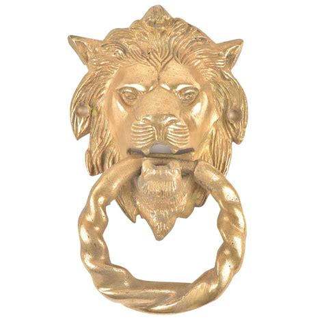 Golden Brass Lion Head Towel Ring /Door Knocker