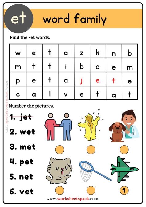 Trace and Write -et Words Free Printable - worksheetspack | Word ...