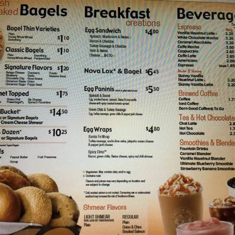 EINSTEIN BROS. BAGELS, San Diego - 3665 N Harbor Dr - Menu, Prices ...
