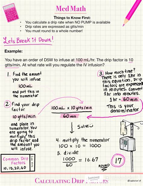 Image result for Drip Rate Med Math