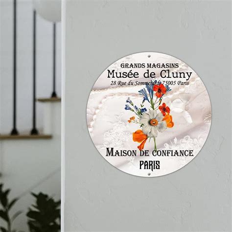 Buy Maison De Confiance Round Tin Sign Retro Shabby Paris Floral Musee ...