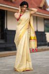 Onam Kerala Saree with Silver Zari Border | Traditional Kerala Saree ...