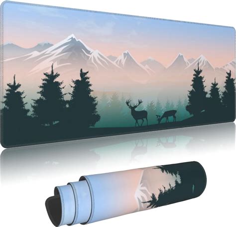 Misty Forest Deer Mountain Hunting Moose Gaming Mouse Pad - XXL Large ...