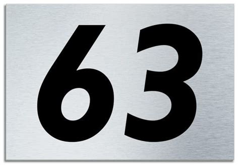 Number 63 Contemporary House Plaque Brusher Aluminium modern door sign