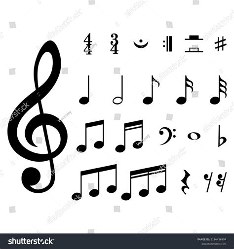 Set Musical Notes Symbols Isolated Icons Stock Vector (Royalty Free ...
