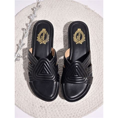 Buy Shoetopia Vintage Vibe Black Platform Sandals for Women Online