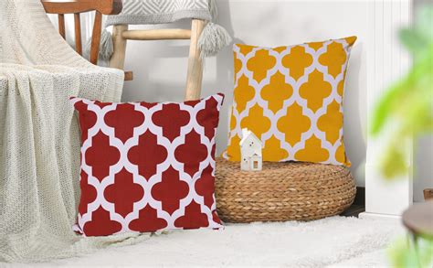 Buy HOMEMONDE Sofa Cushion Covers 20 x 20 Inches - Square Pillow Cover ...