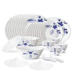Larah by Borosil Morning Glory Silk Series Opalware Dinner Set | 47 ...