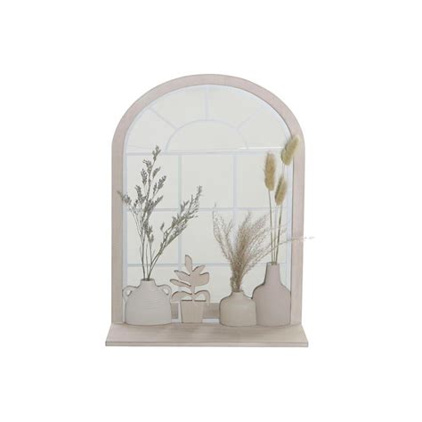 Miroir mural DKD Home Decor Vase Verre Beige MDF Résine Cottage (35 x ...