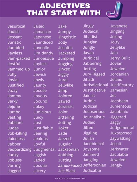 Adjectives That Start With J - Capitalize My Title