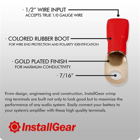 InstallGear 1/0 Gauge AWG Crimp Ring Terminals India | Ubuy