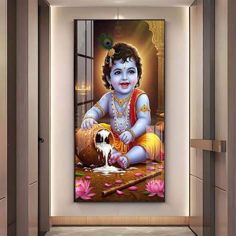 Buy Bal Krishna Modern Luxury Backlight Vertical Wall Art Online @ Low ...