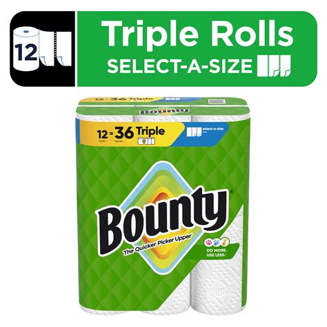 Bounty Paper Towels Select-A-Size White, 12 Triple Rolls, 123 Sheets ...