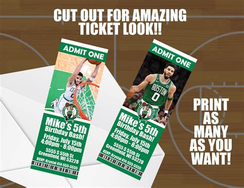 Boston Celtics Ticket Birthday Invitations High Quality 300 DPI You ...