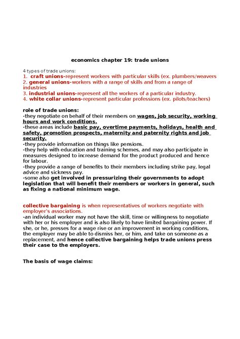 Eco 19-23 - IGCSE Notes on Trade Unions and Firm Growth - Studocu