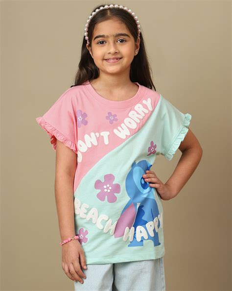 Lilo & Stitch Printed Relaxed Fit Tshirt For Girls – Kidsville