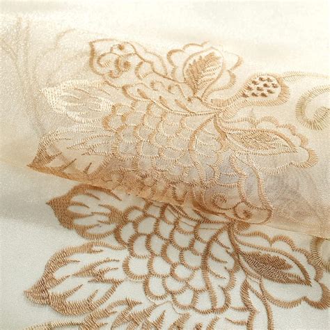 Buy ELKCA Luxury Floral Embroidered Sheer Curtains for Bedroom Elegant ...