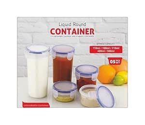 Nilakanth 5 pcs Lock and Lock Liquid Round Container Plastic Airtight ...