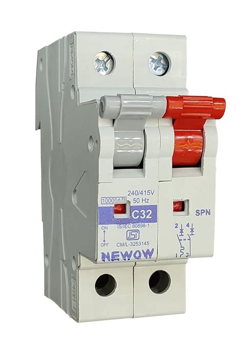 Newow 32Amp Single Pole Neutral SPN MCB ISI Marked Miniature Circuit ...