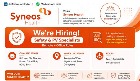 Syneos Health Hiring Safety & PV Specialists (Remote + Office Roles)