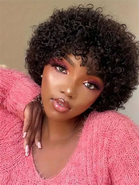 Peruca Curta Encaracolada e Pixie Bob de 6 Polegadas Feita de Cabelo ...